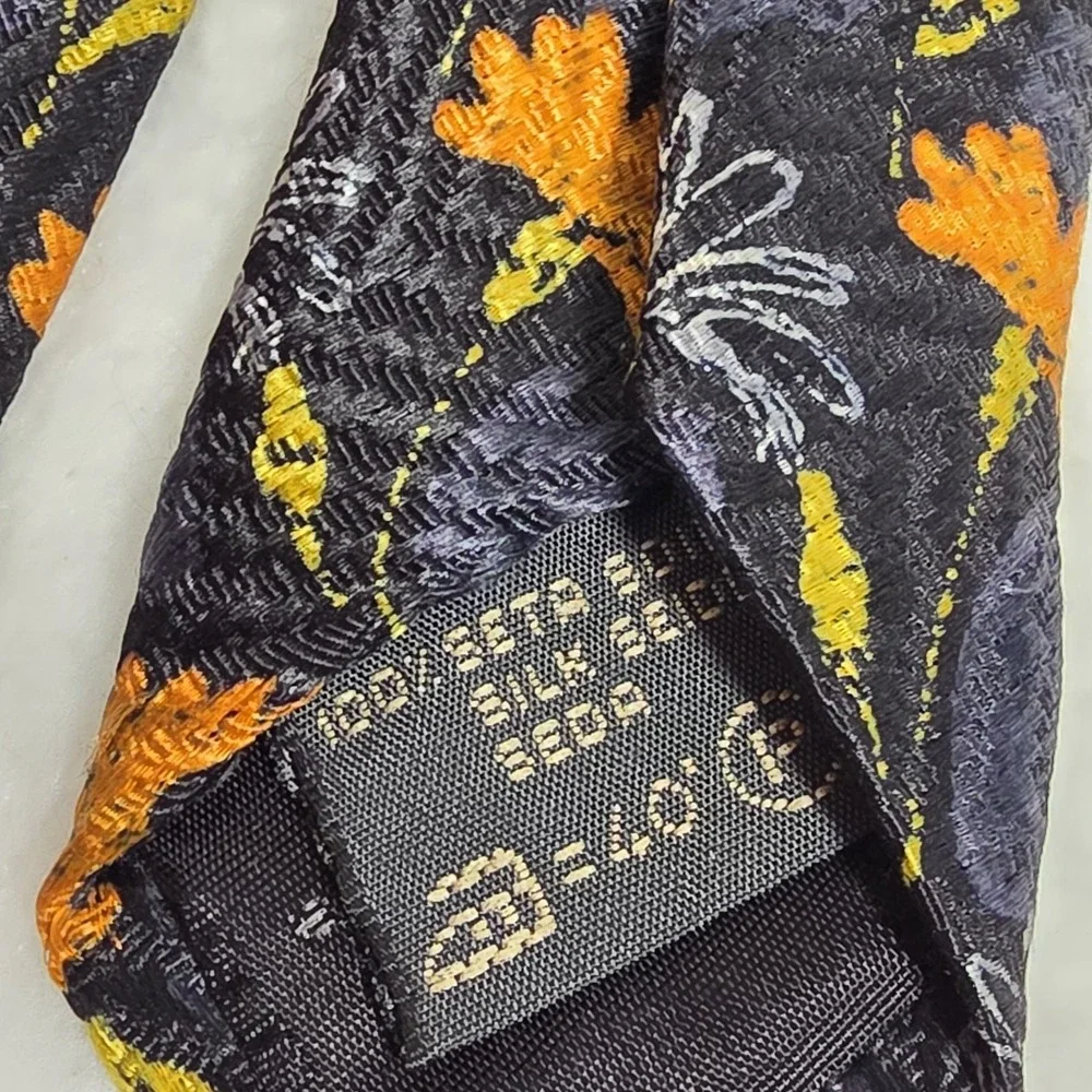 Ermenegildo‎ Zegna Tie 100% Silk Made in Italy Blue Floral Necktie Men's 3.75